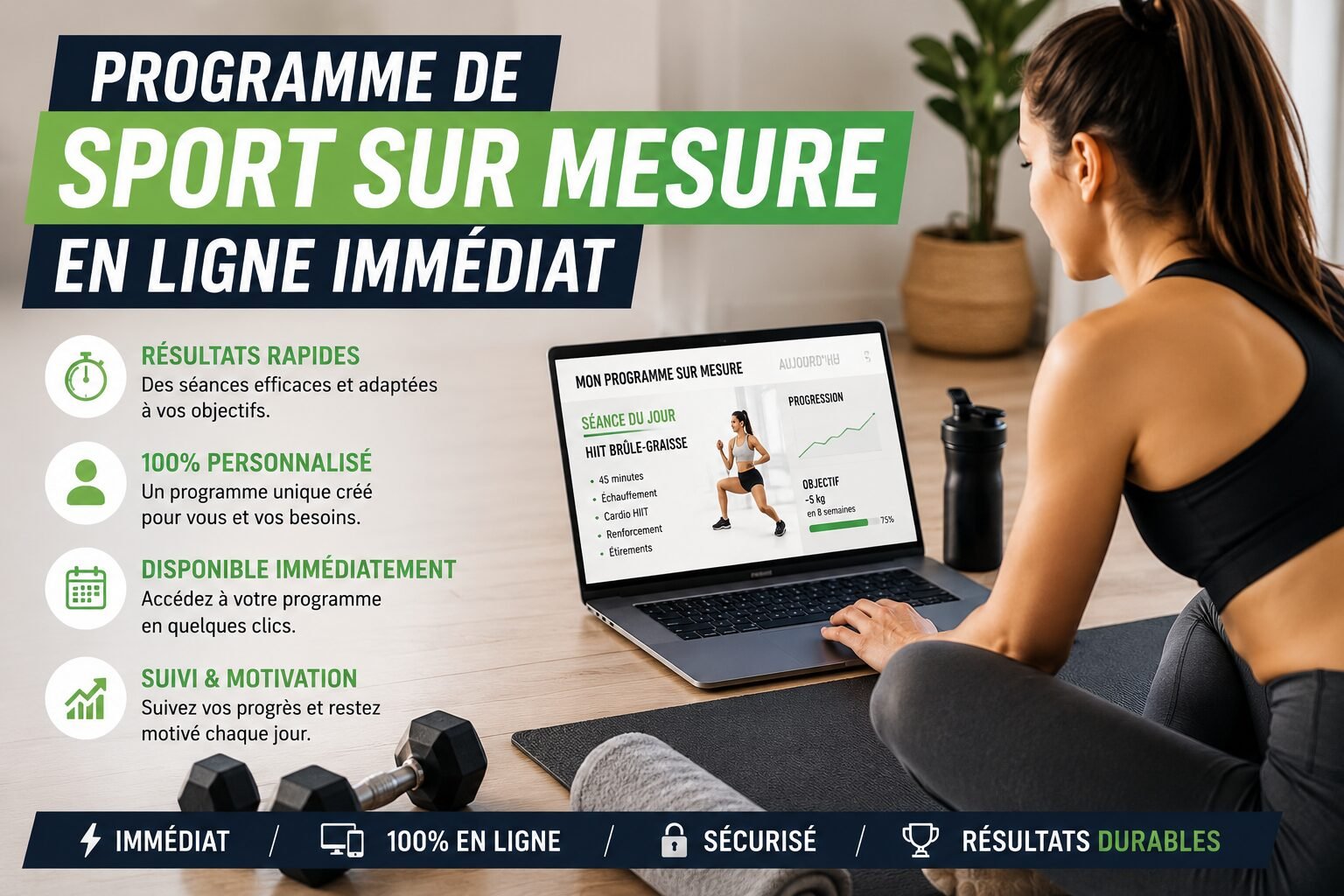 Programme de sport sur mesure en ligne immédiat
